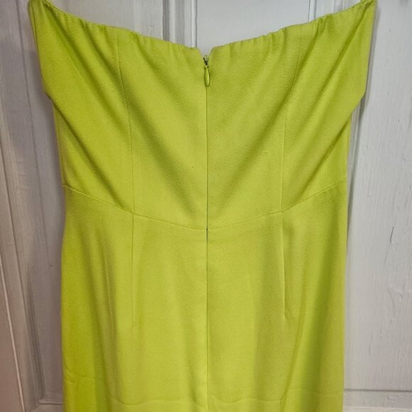 Cushnie x Target Neon Yellow Strapless “Flaw” Front Ruching Split Dress size 4 - Picture 8 of 9